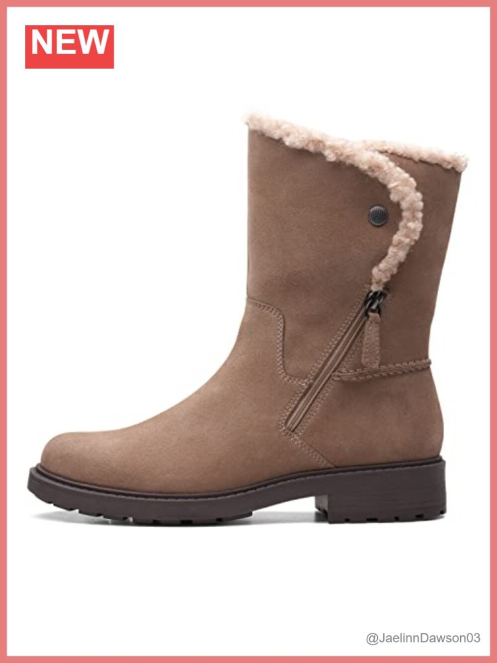 Suede Mid-Calf Boots with Faux Fur Lining and Side Zip